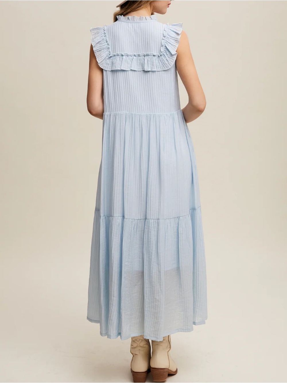 Ruffle Maxi Dress by Listicle (Blue/Pink) - Picture 2 of 6